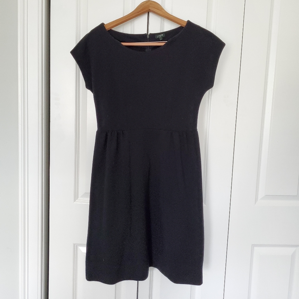 Black J. Crew short sleeve midi dress